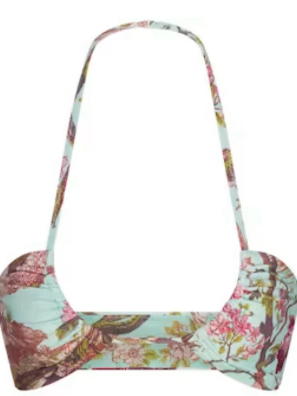 SKIMS Floral Halter Bikini Top - Light Blue & Pink